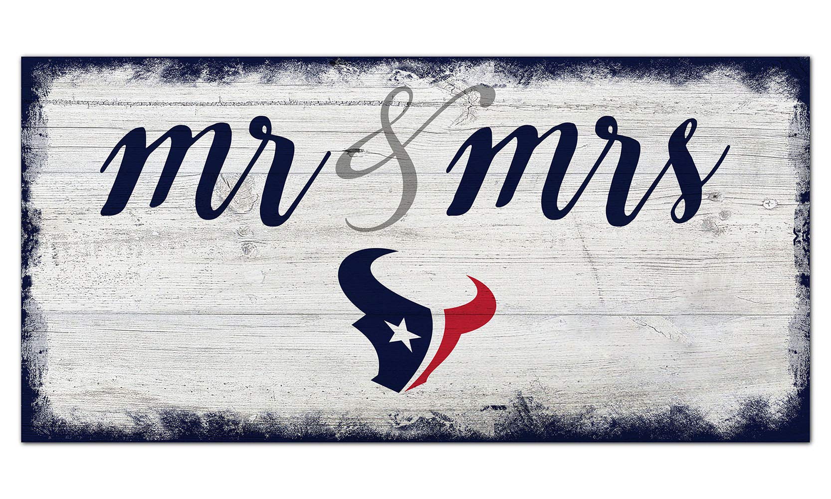 Fan Creations NFL Houston Texans Unisex Houston Texans Script Mr & Mrs Sign, Team Color, 6 x 12