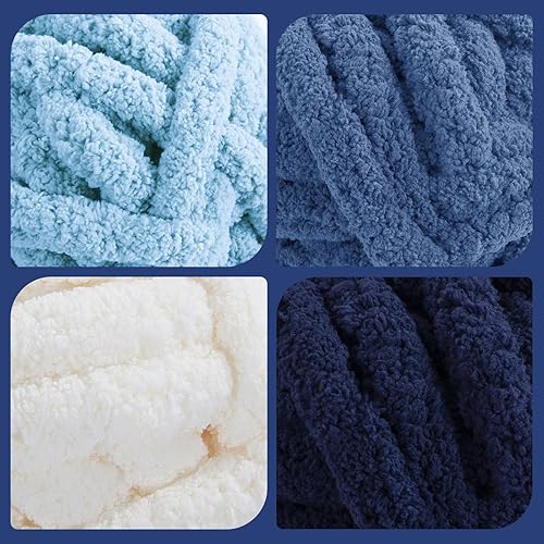 Vista 182 de HOMBYS Paquete de 8 hilos gruesos surtidos para tejer a ganchillo, hilo súper voluminoso, grande, suave y esponjoso, hilo de felpilla grueso para 4