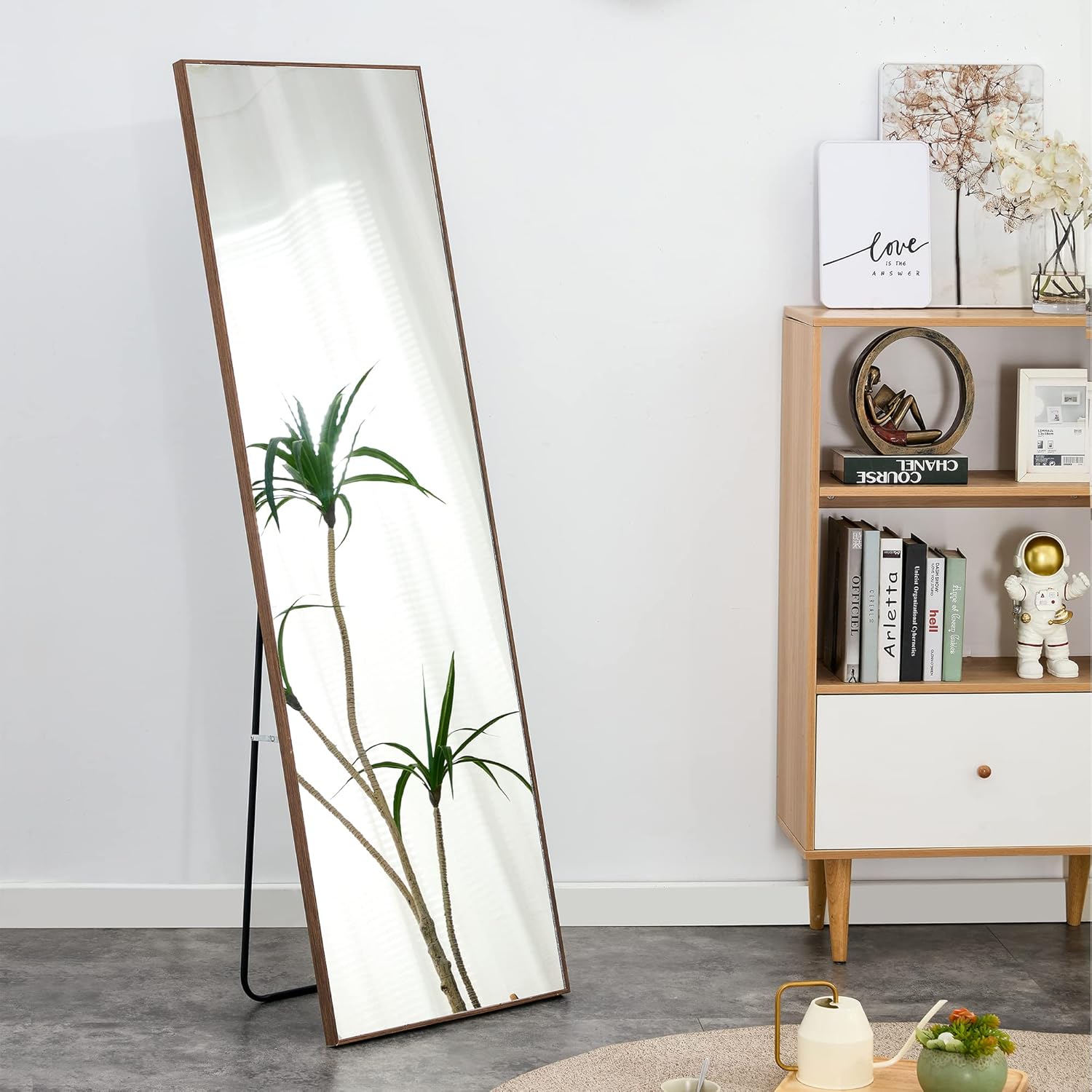 Full-Length Wooden Framed Floor Mirror - Standing & Wall-Mounted, Oversized Bedroom & Dressing Mirror, 60"*17" - Perfect for Leaning, Dressing, & Portrait View