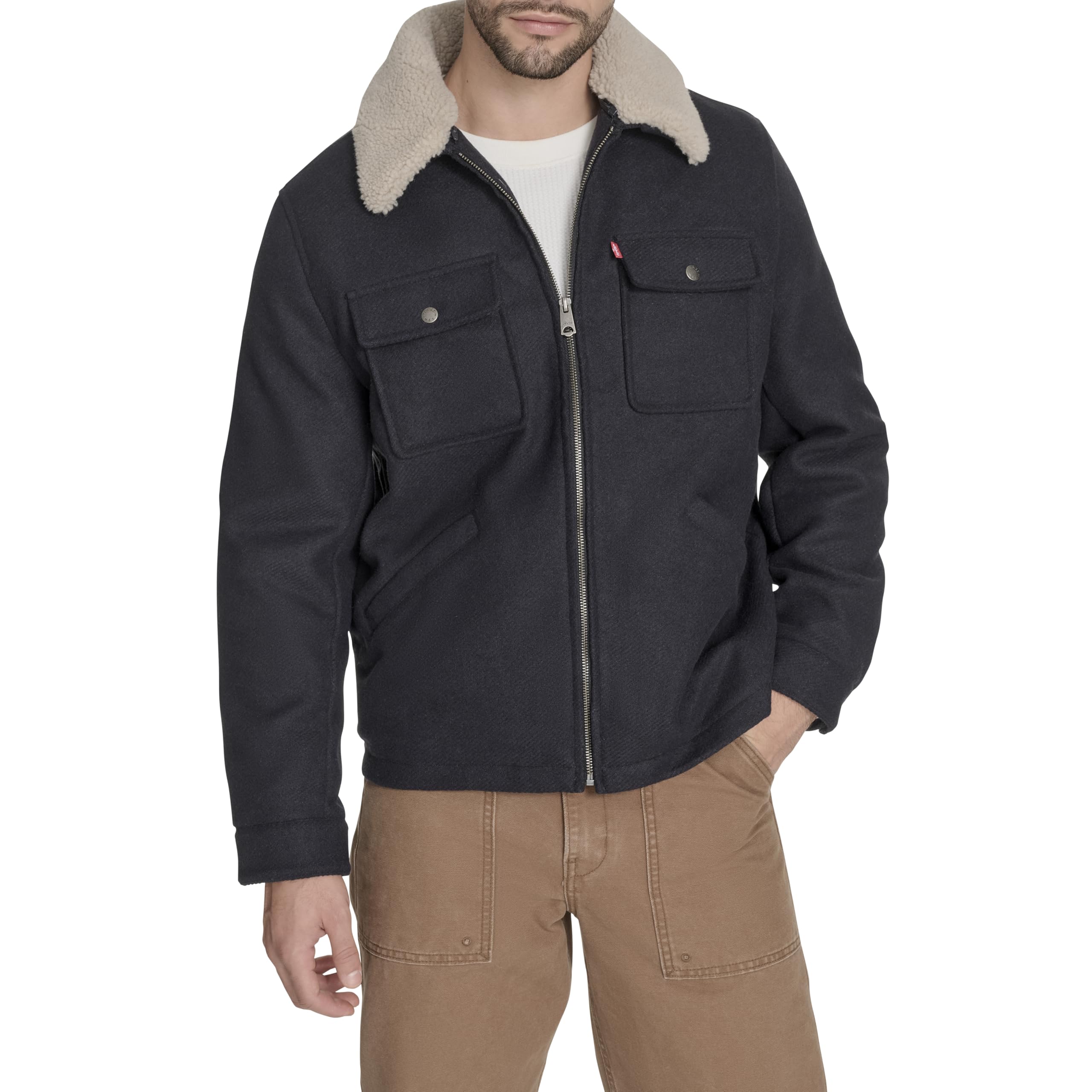 Men's Wool Blend Depot Jacket With Sherpa Collar