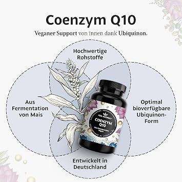 Coenzyme Q10 - 120 Vegan Capsules with 200 mg Coenzyme per Daily Dose - High-Quality Q10 - Supply for 4 Months - High Dose No Unnecessary Additives - Developed in Germany & Laboratory Tested