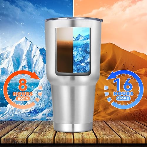 Miniatura 3 de DOMICARE Vaso de 30 oz con Tapa y Pajita, Vasos de Acero Inoxidable al Por Mayor, Taza de Café de Viaje con Aislamiento al Vacío de Doble Pared,