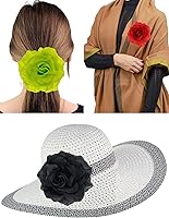 Vista 3 de Broche Multifuncional para Mujer con Flor Rosa de Pétalos Transparentes Pin Clip para Cabello