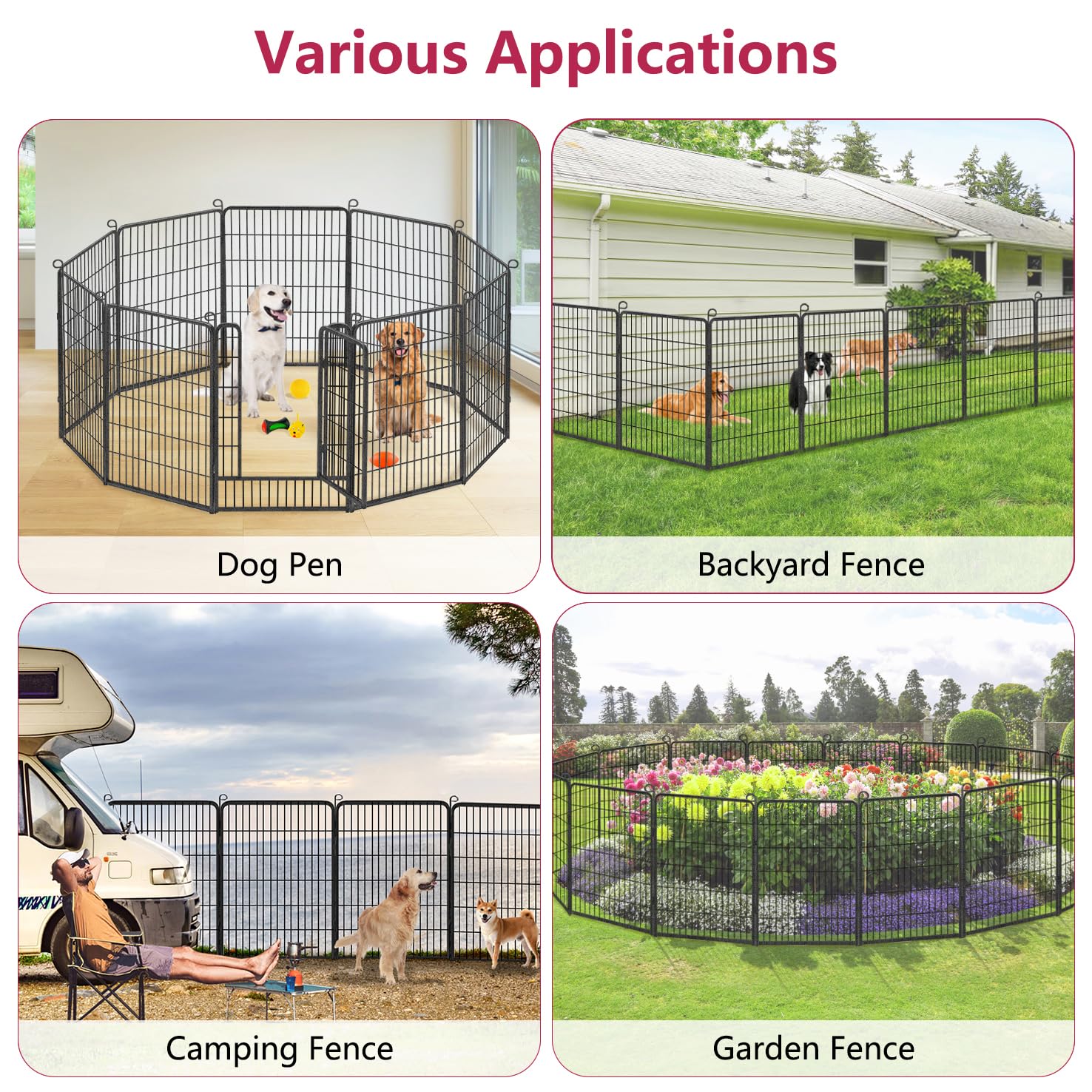 Box per cani, altezza 101 cm, 14 pannelli, resistente, per interni ed esterni, recinto antiruggine per esercizi per cani, recinto pieghevole per animali domestici con porta, recinzione