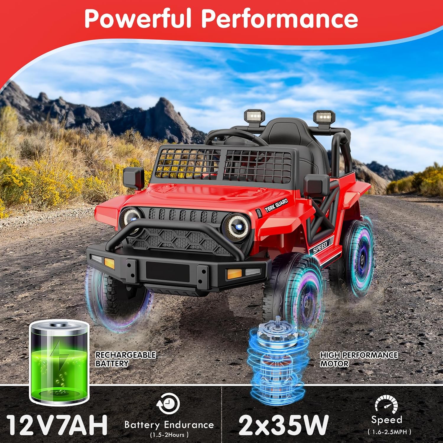 YunTopKids Ride on Car for Toddlers 1-3, 12V 7Ah Powered Electric Car with Remote Control, Dual Driving Modes, Bluetooth Ride on Toys Electric Vehicle with Suspension for Boys Girls, Red