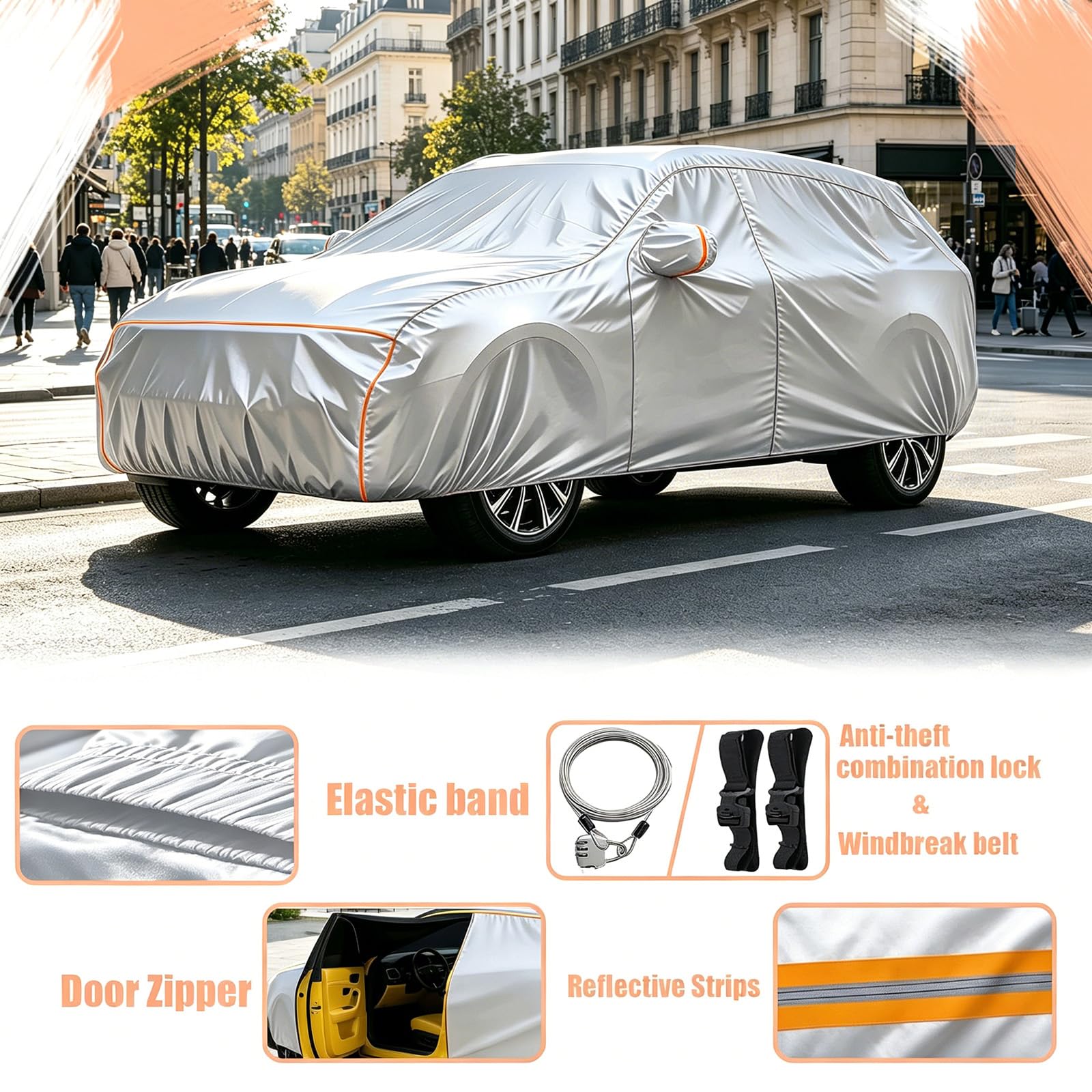 Autoabdeckung für Seat Arona SUV 2017-2026,Autogarage Vollgarage Auto Garage Allwetter Winddichte UV-Beständige Regen Sonne Staub Schutz mit Reißverschluss