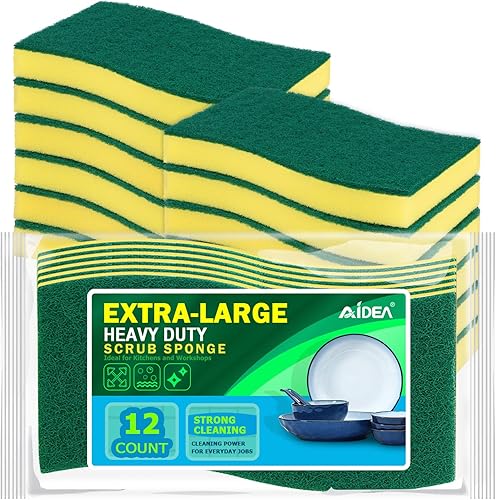 Miniatura 8 de AIDEA Esponja exfoliante resistente, 24 unidades, dispensador de jabón para platos para cocina, 2 en 1 con dispensador de jabón y soporte de esponja