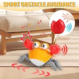 Crawling Crab Baby Toy Infant: Tummy Time Toys for Babies 3 6 9 12 18 24 36 Months, Walking Dancing Crab for Toddler 1 2 3 Year Old, 1st Music Birthday Gift for Boys Girls, Christmas Stocking Stuffers