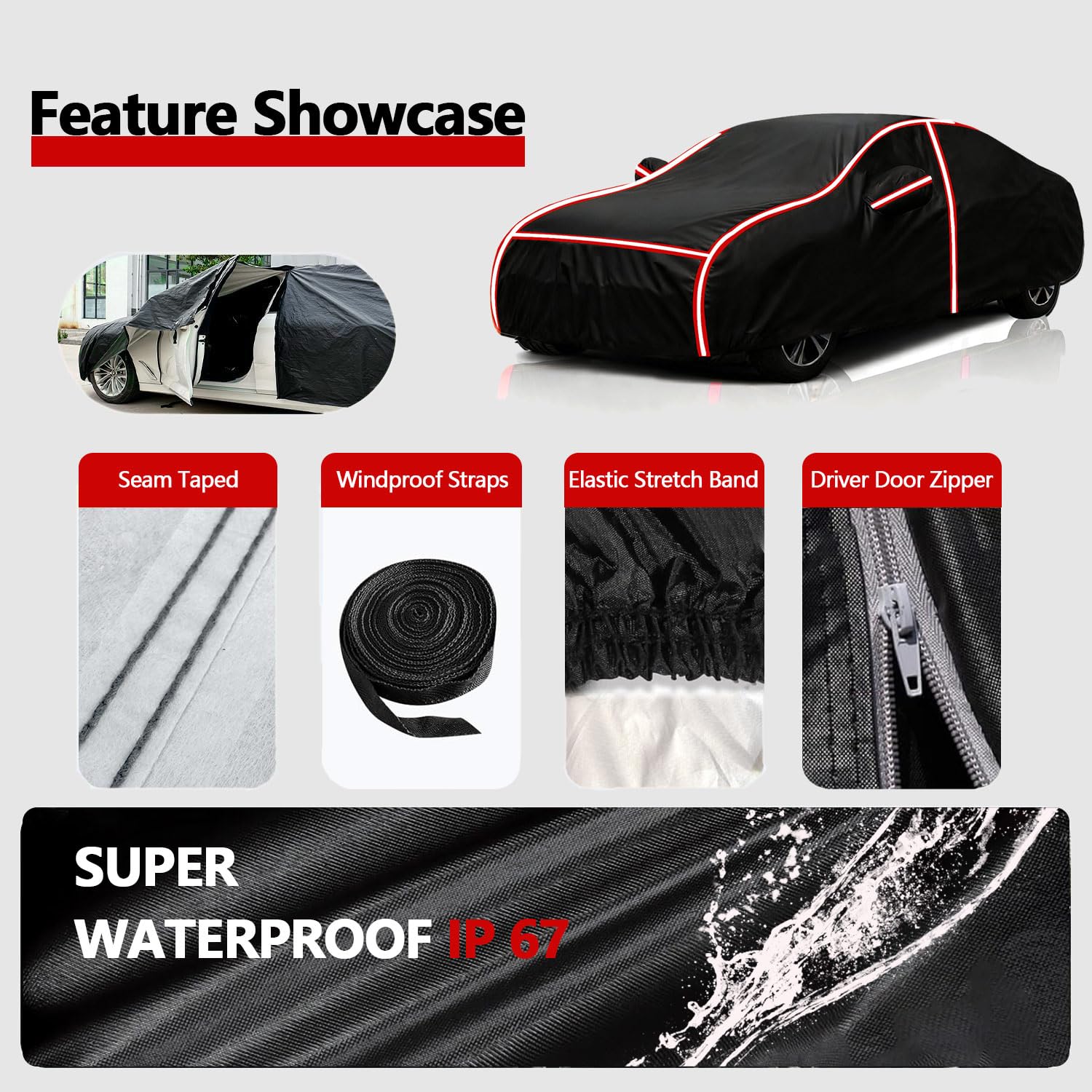 Pokrowiec na samochód wodoodporny do mini Coupe 2012 Outdoor All Weather Car Cover with Reflective Automobiles Protect from Sun Ice Frost & Snow Protection Full Exterior Cover