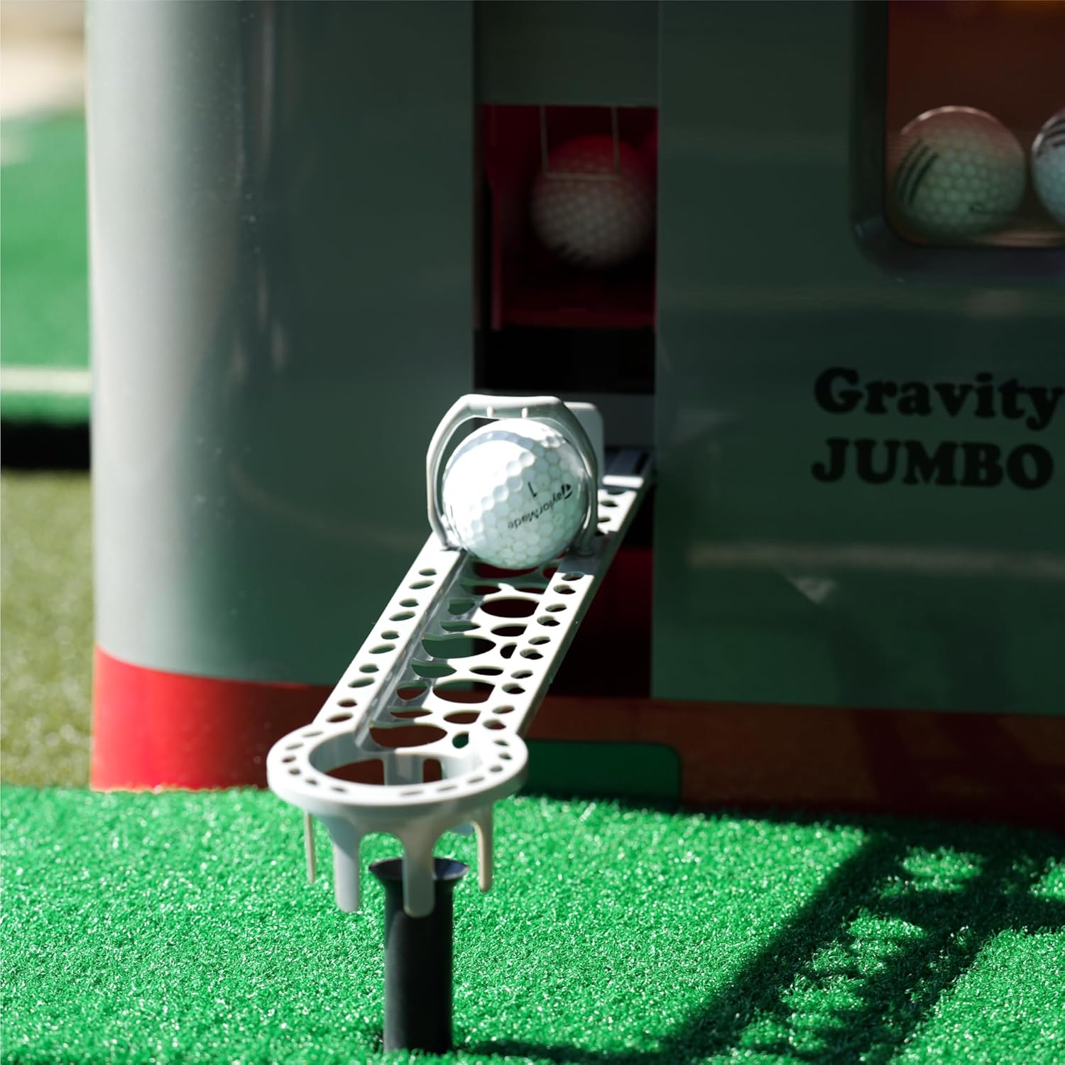Jumbo (70 Balls) - Automatic Golf Ball Dispenser for Indoor & Outdoor Use; No Pedal, No Electricity Or Battery Needed; Includes Tees & Hitting Mat; Compatible with Golf simulators