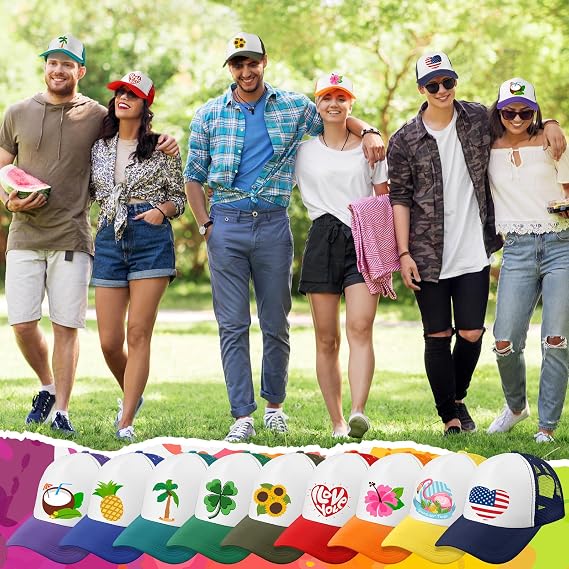 Xtinmee 36 Pcs Sublimation Blank Trucker Hats Bulk Mesh Baseball Cap DIY Adjustable Mesh Polyester Hat for Men Women