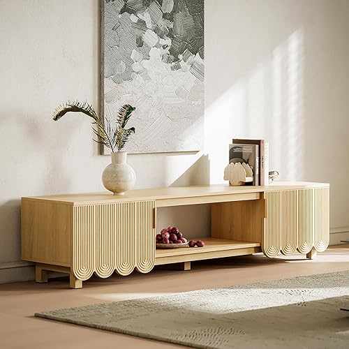 70.8“ Modern TV Stand, Wave Shape Entertainment Center for TV