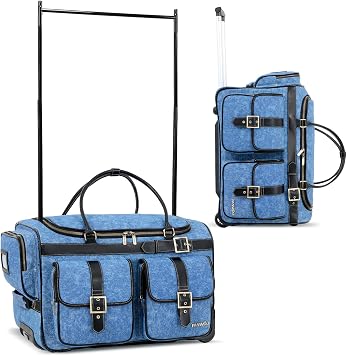 Fanwoli 23" Denim Dance Bag with Garment Rack, Competition Duffel