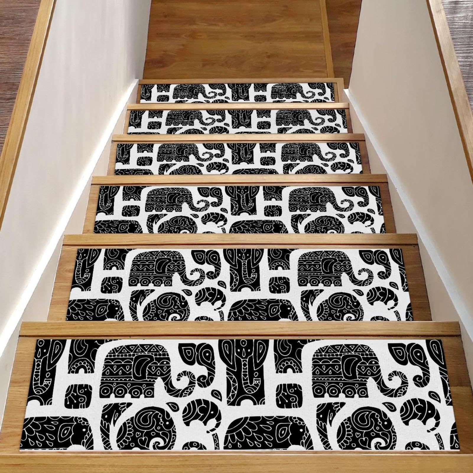 Peldaños antideslizantes paquete de 15 alfombrillas lavables protectoras para escaleras madera