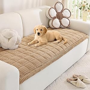 Royhom Couch Cover for Dogs Washable, Soft Thick Pet Couch Covers for Sofa, Pawcart Couch Protector Pet Friendly, Furniture Covers Dog Mat for Couches and Sofas (Khaki, 27.6 x 82.7 Inch)