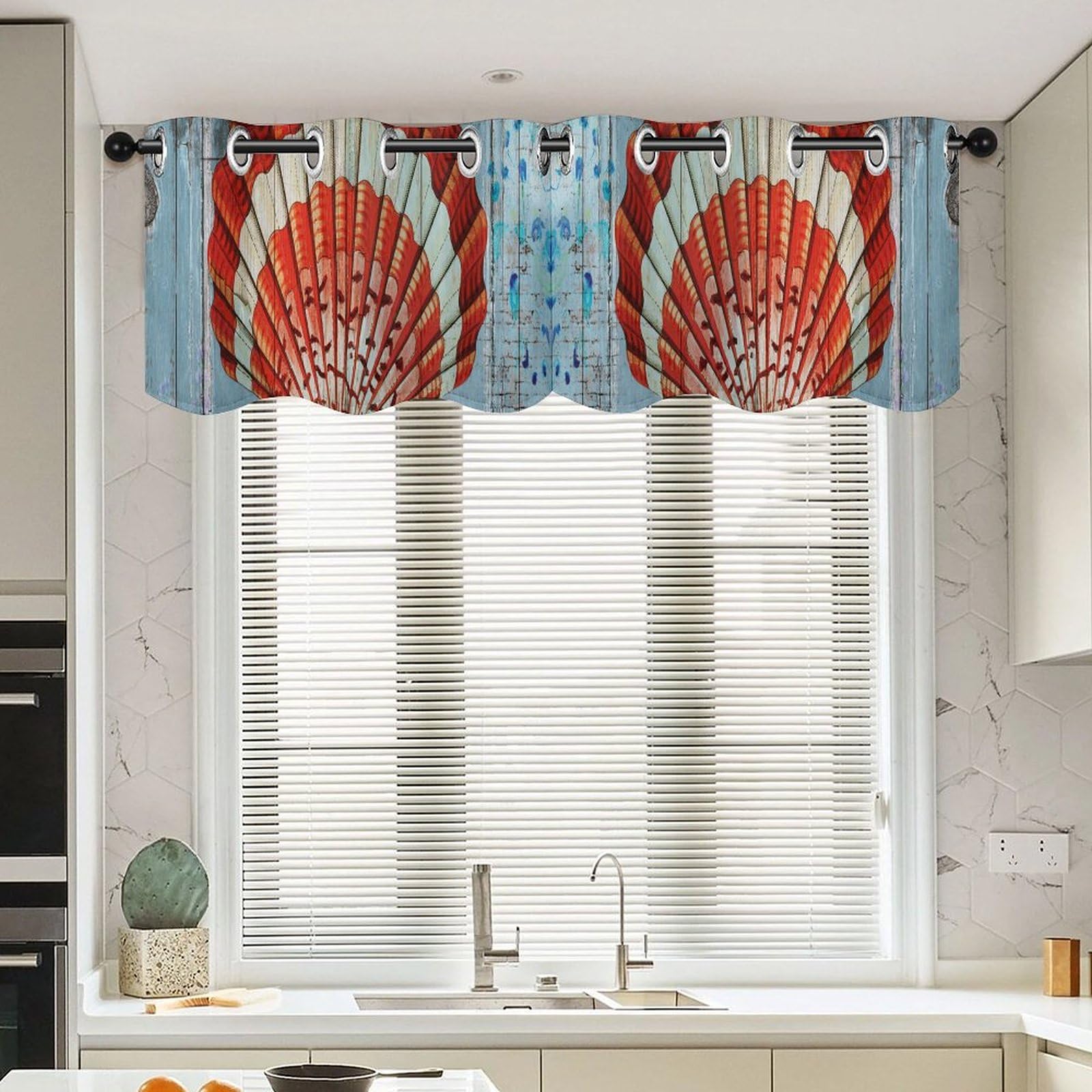 Rideaux de cantonnière nautique 132x45,7 cm lot de 2 pour cuisine et salon rustique