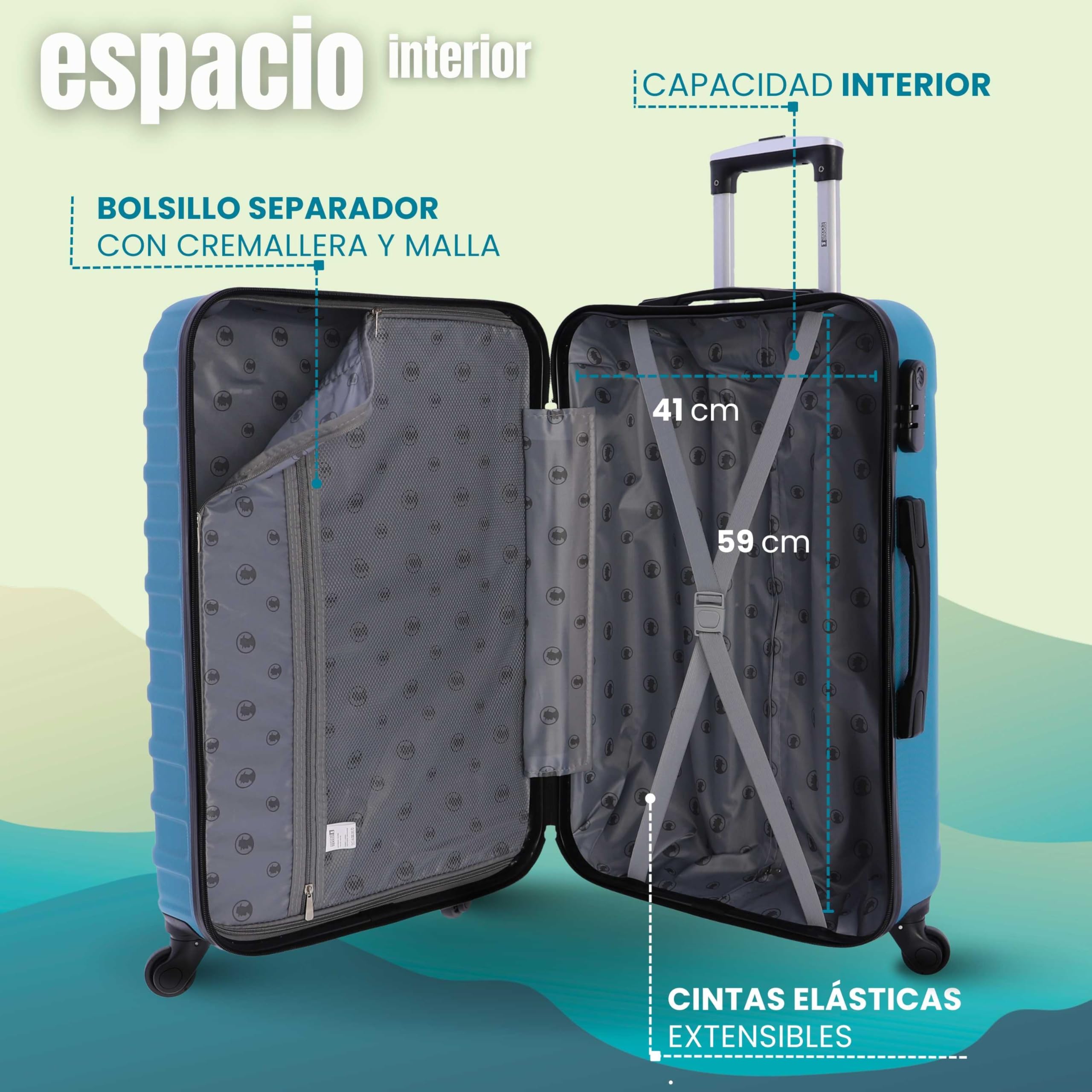 Coronel Tapioca Maleta Mediana 23 kg | Maleta de Viaje Rígida con 4 Ruedas Dobles 360º, Candado Numérico y Asa Telescópica | Equipaje Resistente al Agua para Viajes en Avión — view 3