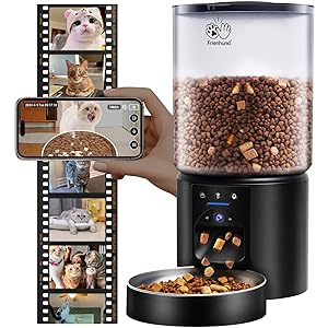 Automatic Cat Feeder with HD Camera: 5G WiFi Automatic Dog Feeder with Night Vision, 5L Timed Auto Cat Food Dispenser with APP for Pet, Detachable for Easy Clean-21 Cups