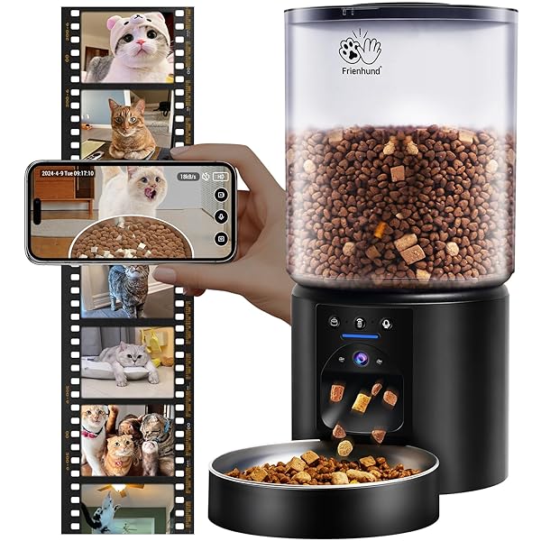Automatic Cat Feeder with HD Camera: 5G WiFi Automatic Dog Feeder with Night Vision, 5L Timed Auto Cat Food Dispenser with APP for Pet, Detachable for Easy Clean-21 Cups