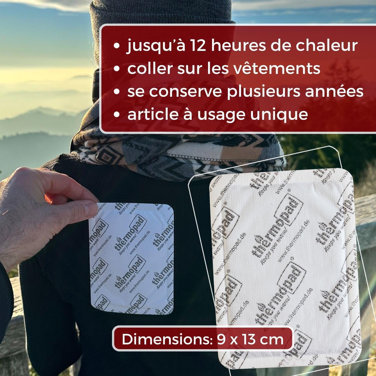 THERMOPAD Chauffe Corps – L'ORIGINAL : 10 ou 30 Pieces de chaufferettes pour jusqu'à 12 Heures de Chaleur pour Tout Le Corps - activé par l'air - Utilisation immédiate