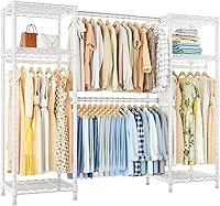 Vista 9 de Ulif E7 - Perchero para ropa, sistema de almacenamiento de ropa resistente con barras extensibles, perchero de metal con 6 estantes de alambre