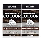 John Frieda Precision Foam Colour, Medium Natural Brown 5N, Full-coverage Hair Color Kit, Anti-Fade Gray Coverage, Deep Color Saturation Hair Dye, Pack of 2