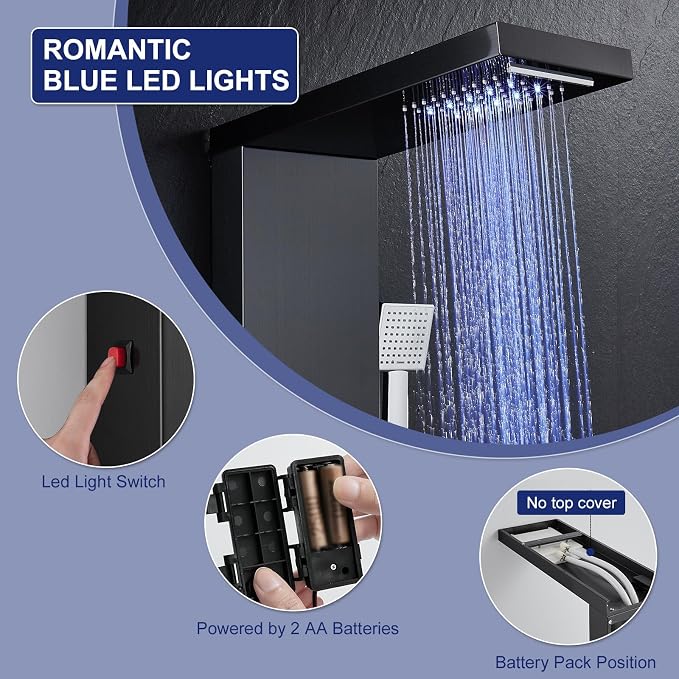 ROVATE Panel de Ducha LED 6 en 1 Negro Acero Inoxidable miniatura 7