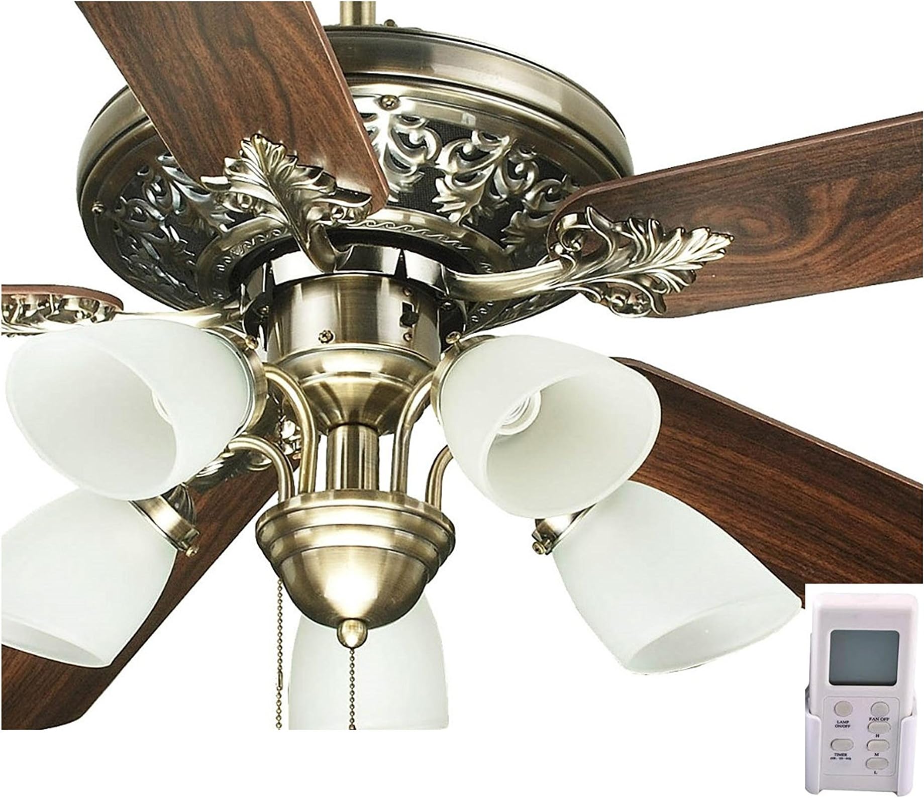 Luxury OL52016 52" Ceiling Fan With Light and Remote Antique Brass