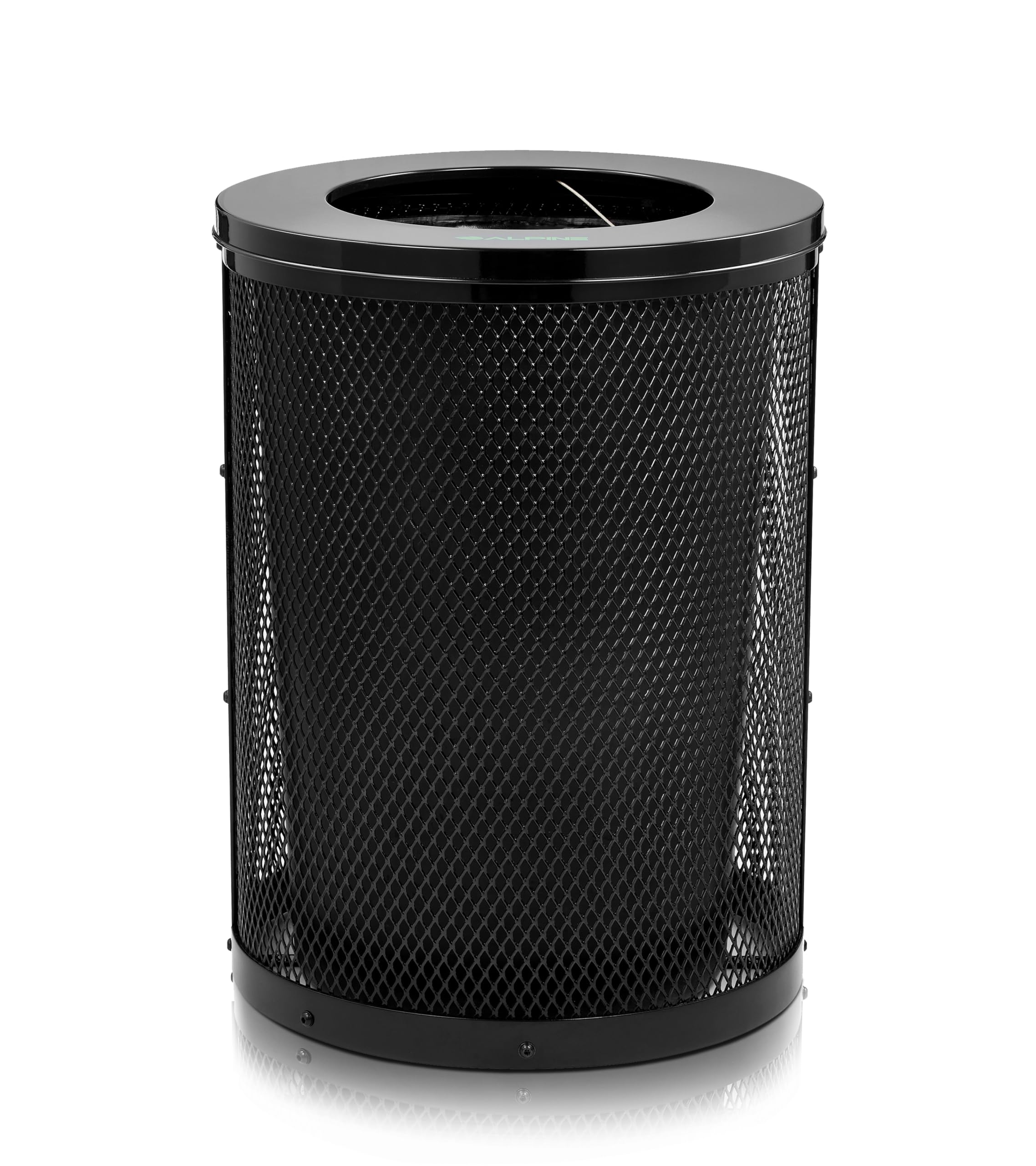 Alpine Outdoor Trash Can 36 Gallon Diamond Steel Commercial Metal Waste Bin with Leak Proof Liner Heavy Duty