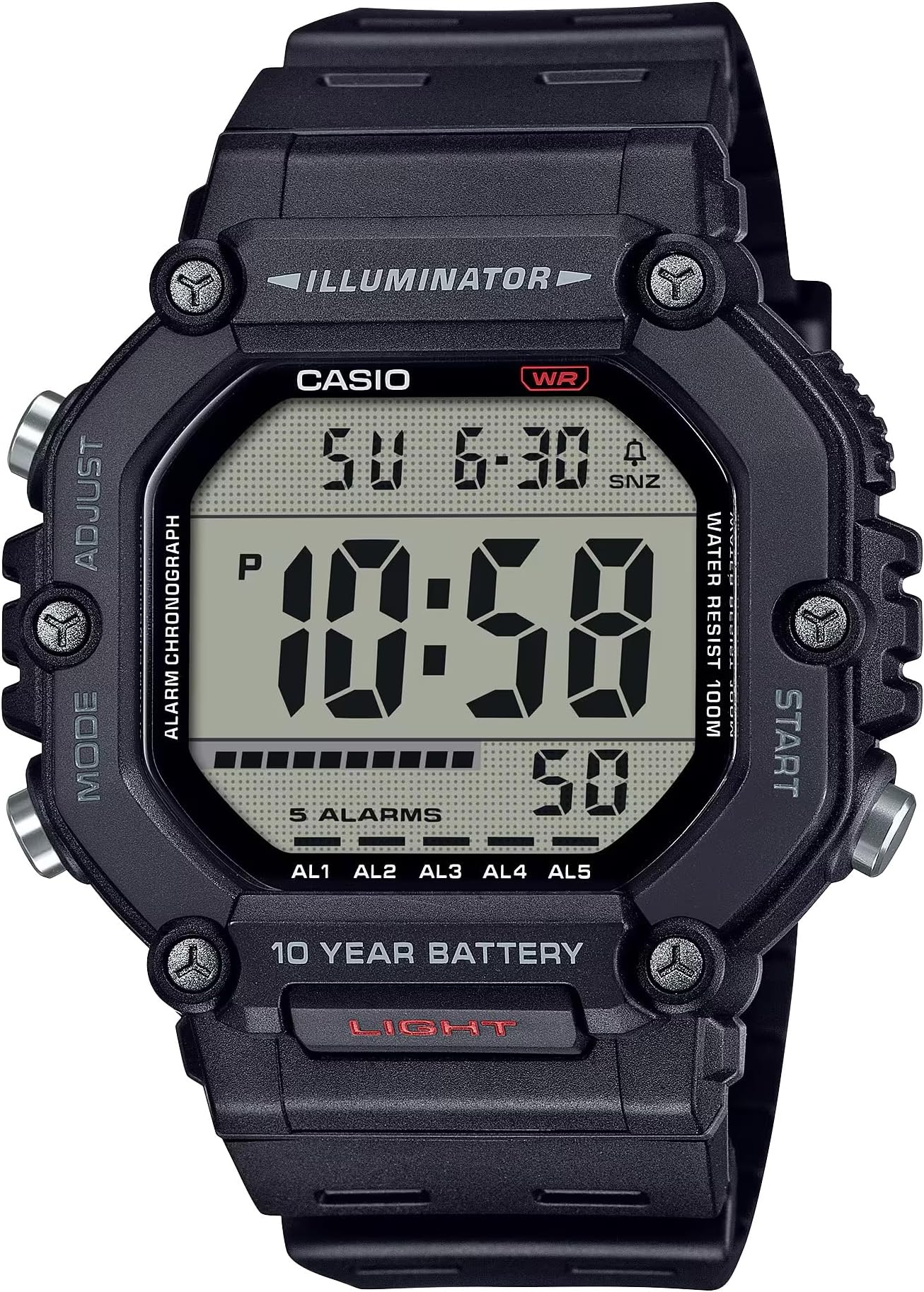 Casio AE-1600H Series | Black | 10-Year Battery | LED Illuminator | Digital Watch