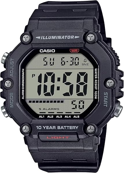 Casio AE-1600H Series | Black | 10-Year Battery | LED Illuminator | Digital Watch