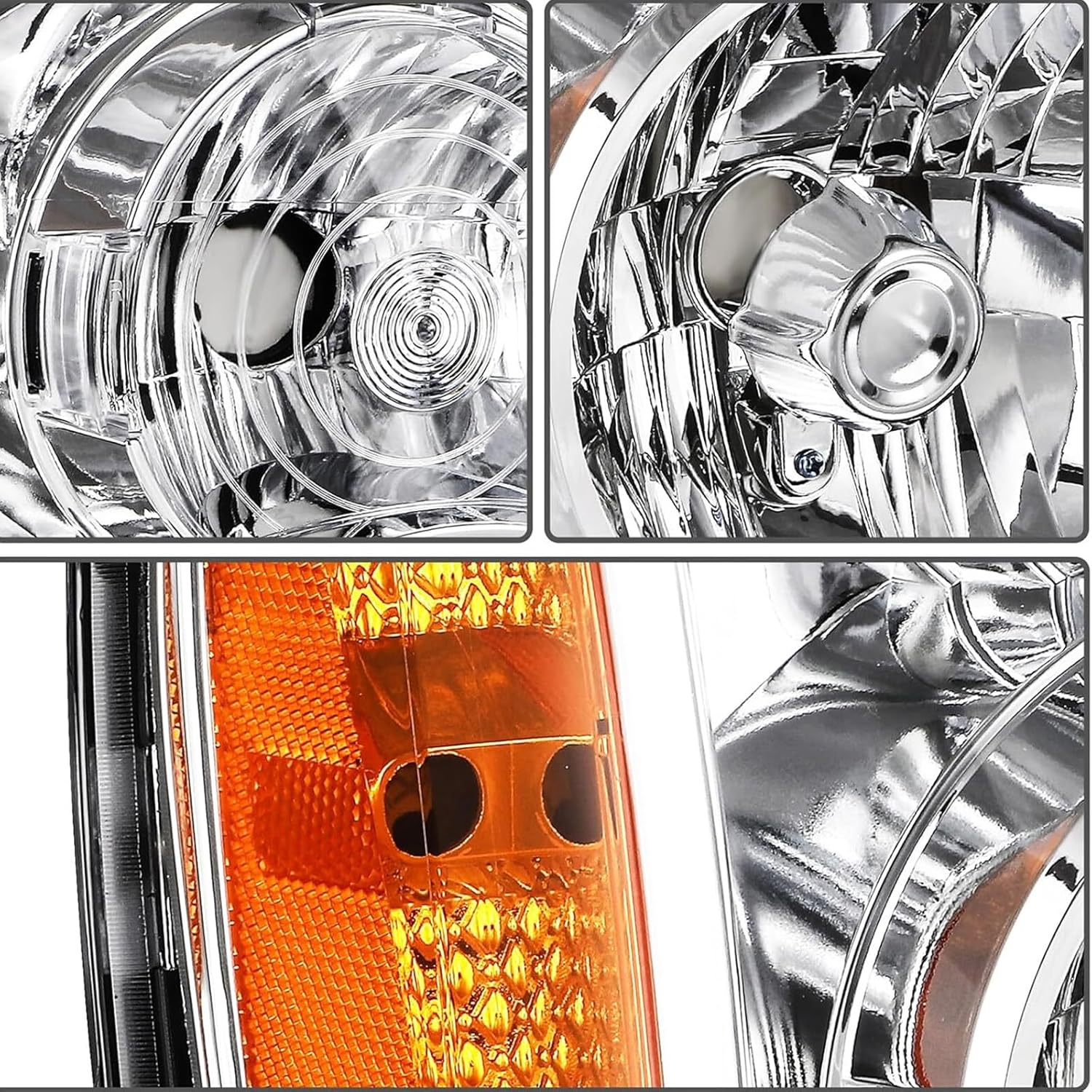 Headlights for 07-14 GMC Yukon Headlight Assembly for 2007 2008 2009 2010 2011 2012 2013 2014 GMC Yukon, 07-13 GMC Yukon XL 2500 SLE SLT Headlamp Replacement Driver Passenger, Chrome