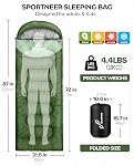 Sportneer Sleeping Bag, 3-4 Seasons Sleeping Bags for Adults Kids Warm Cold Weather Waterproof Lightweight Portable Sleeping Bag for Adults Boys Girls Camping Hiking Backpacking Outdoor Travel