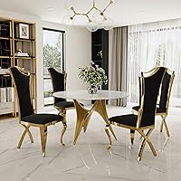 Vista 5 de ACEDÉCOR Juego de 4 sillas de comedor de terciopelo, sillas de cocina tapizadas de lujo negras con respaldo alto aerodinámico, modernas y hermosas