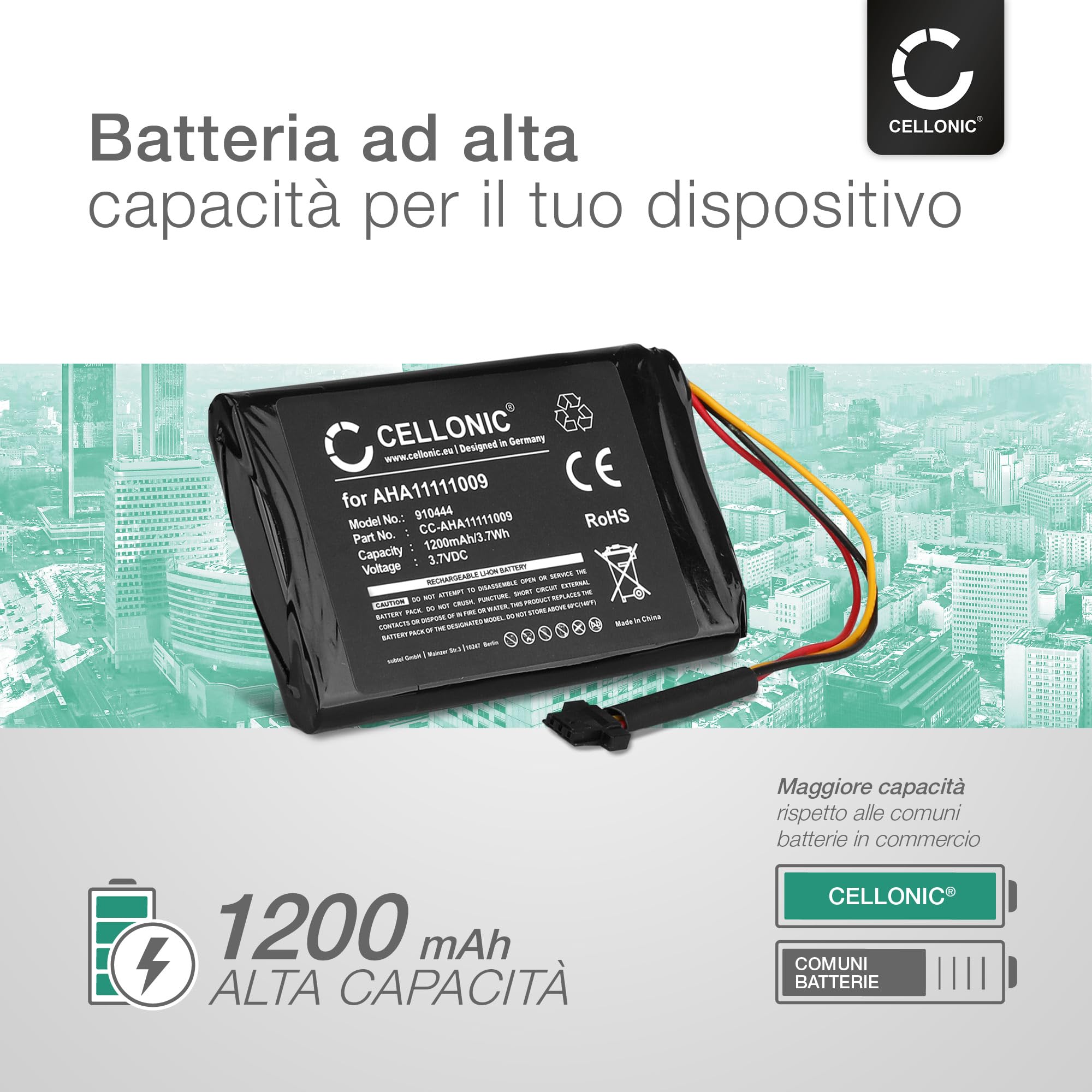 CELLONIC 1x Batteria per Navigatore GPS Compatibile con TomTom Go 600, Go 60, Start 62, VFAS – (1200mAh, 3.7V) + Set di strumenti 17pz