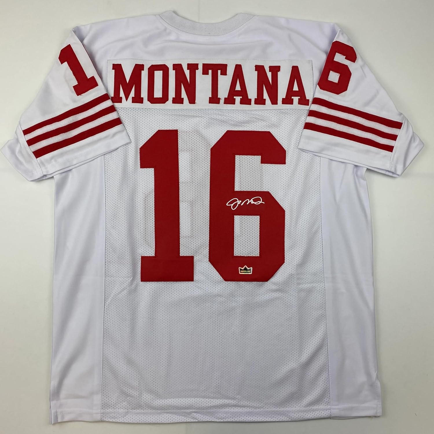 Facsimile Autographed Joe Montana San Francisco White Reprint Laser Auto Football Jersey Size Men's XL