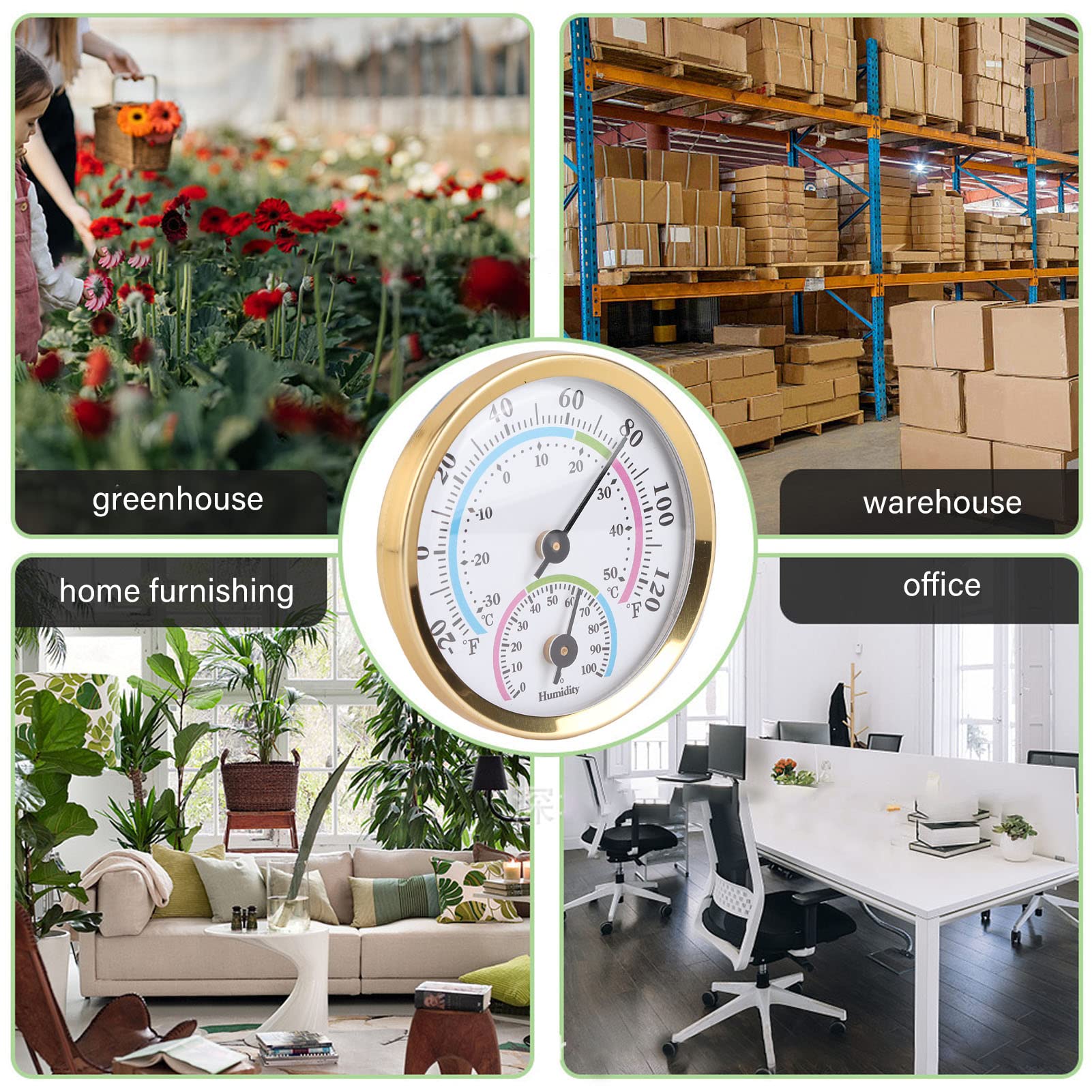 Thermometer Indoor, Mini Thermometer Hygrometer Outdoor Thermometer Humidity Temperature Monitor 2 in 1 Temperature Humidity Monitor Gauge(Yellow)