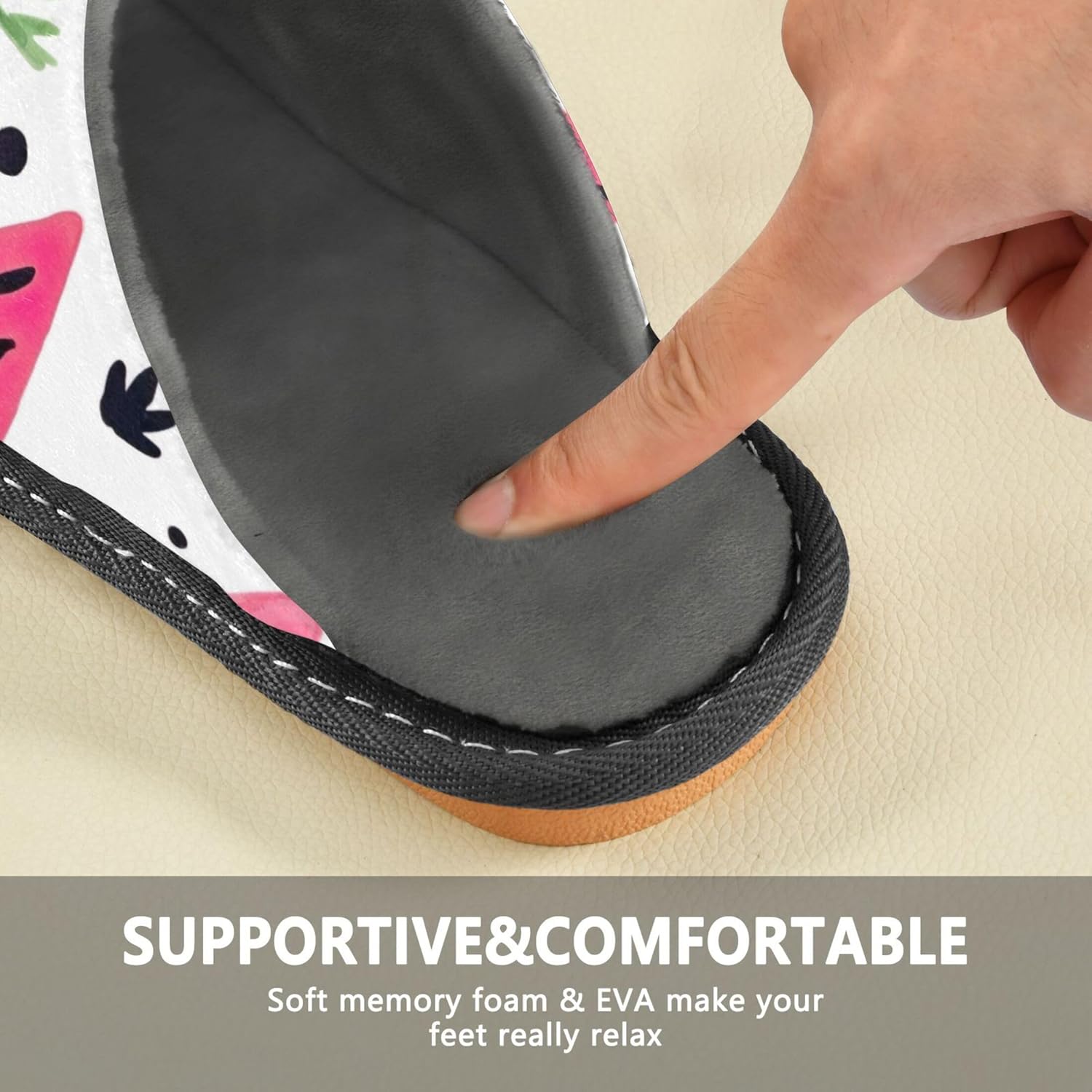 Watermelon Fruit House Slippers – Cozy Fuzzy Slippers for Guests, Washable & Disposable, Perfect for Shoeless Home, Spa & Hotel Use A110973