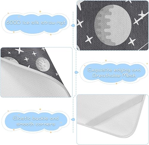 Miniatura 4 de Space Planets - Almohadilla para cama de bebé con funda de almohada, de seda helada, transpirable, colchoneta de juego para niños pequeños para