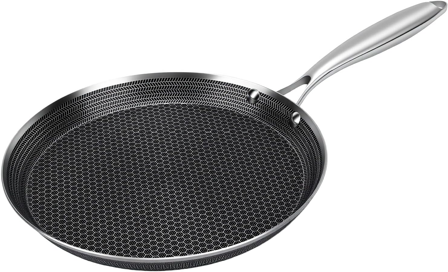 Luqeeg Stainless Steel Nonstick Crepe Pan, 3 Layer Even Heating Griddle (26cm)