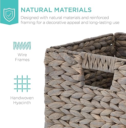Miniatura 4 de Best Choice Products Cestas de jacinto de 13 x 13 pulgadas, juego rústico de 5 organizadores de almacenamiento plegables multiusos, bolsas de