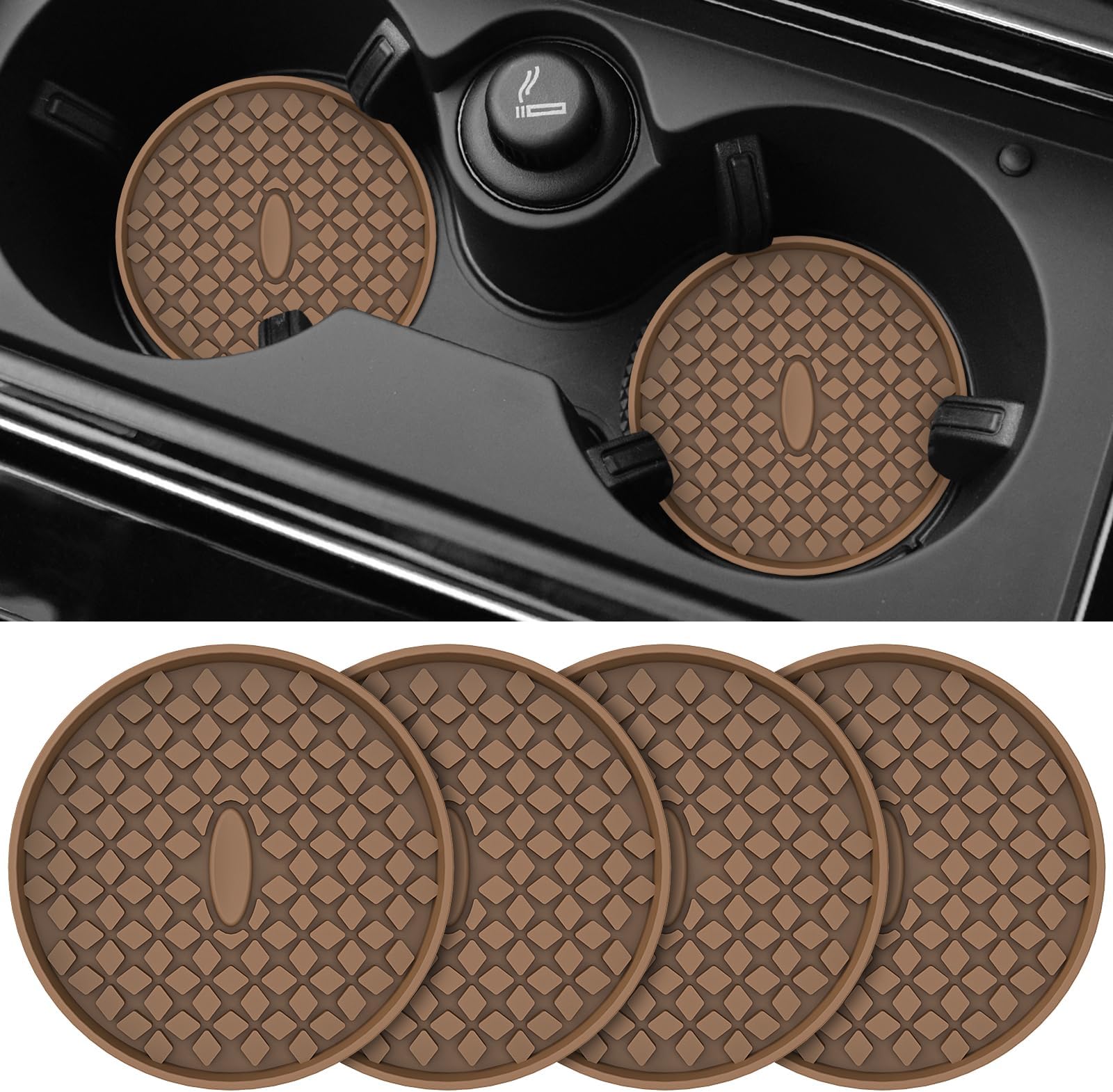 ME.FAN Car Cup Coasters [4 Pack] Silicone Car Coasters/Cup Mats, Non-Slip Recessed Car Interior Accessories Coffee
