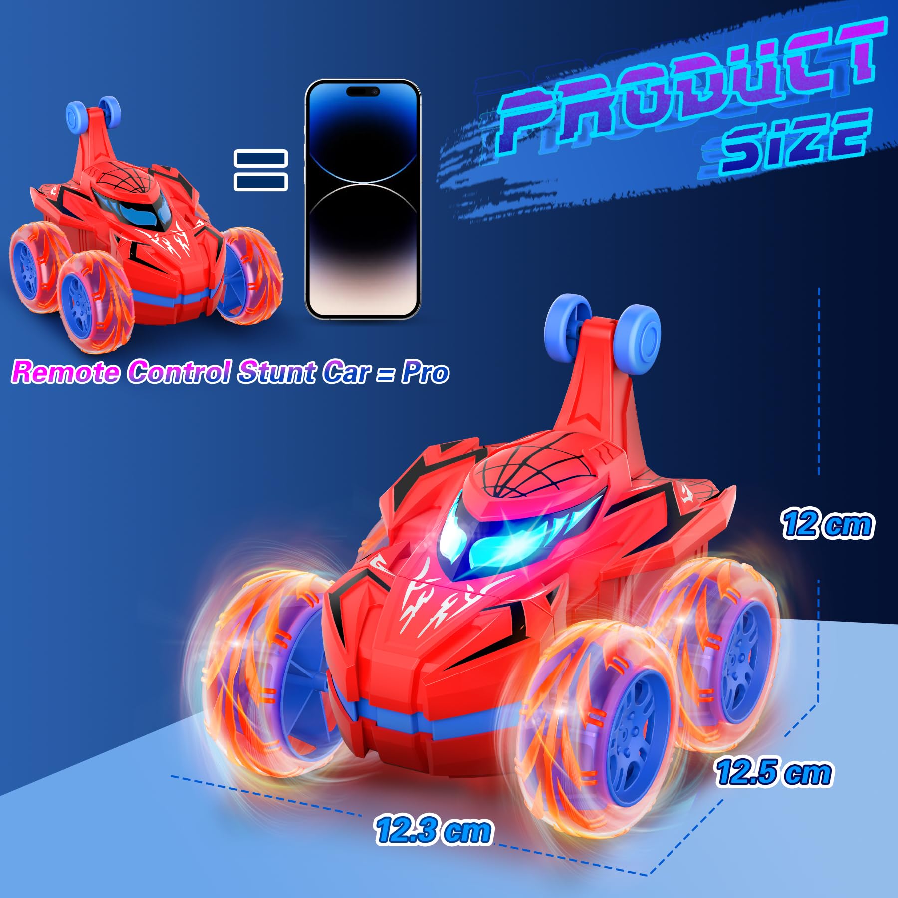 Ophy Macchina Telecomandata per Bambini, Giochi Bambini 3 4 5 6 7 8 9 Anni, Regalo Bambino 3 4 5 6 7 8 9 Anni, Giocattolo per Auto Telecomandata Acrobatica per bambini, Spider Car