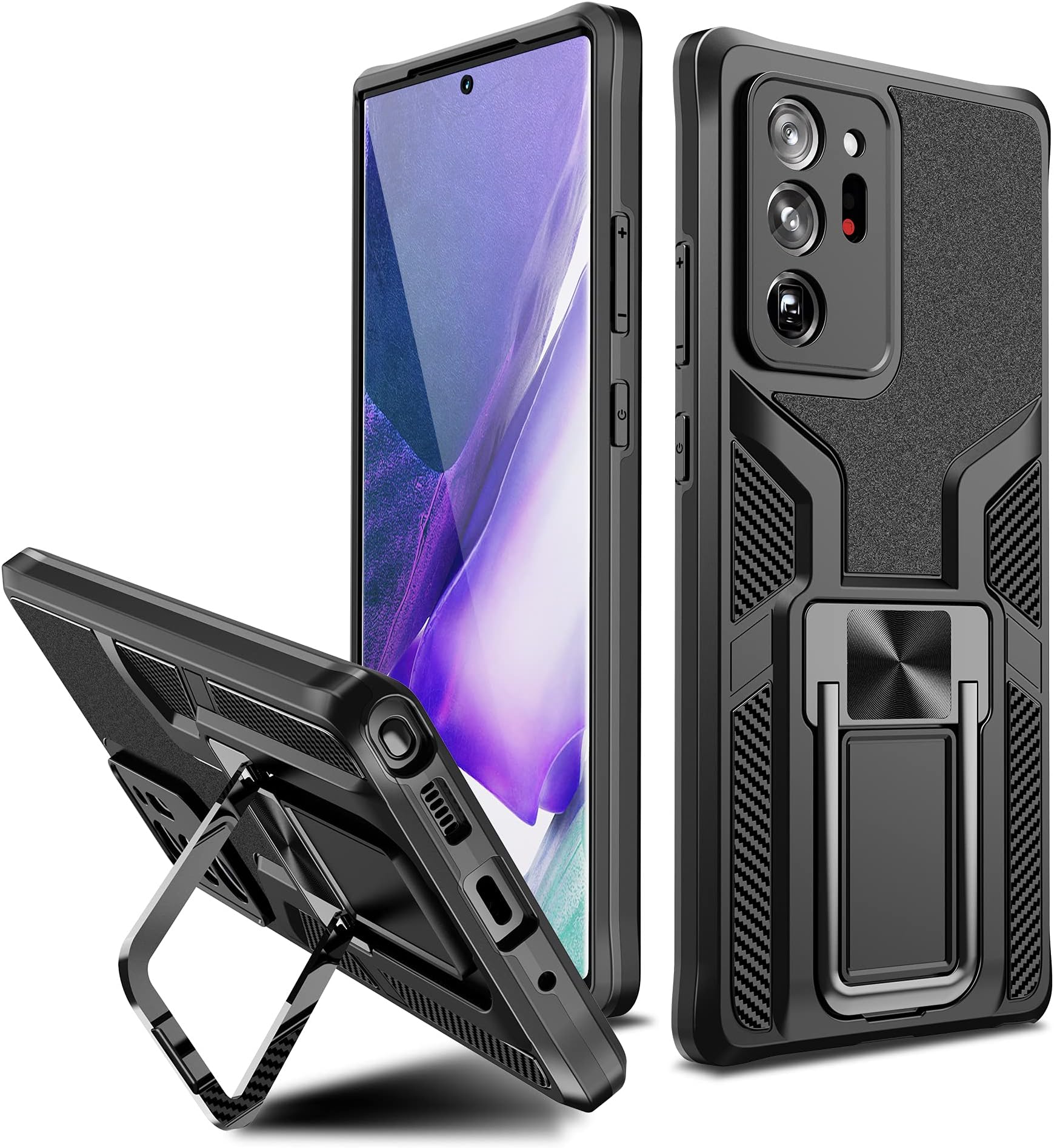 OJBK Designed for Samsung Galaxy Note 20 Ultra Case 6.9 inch with Kickstand, [Military Grade Drop Shockproof] Carbon Fiber Series, Slim Protective Cover Case for Samsung Galaxy Note 20 Ultra