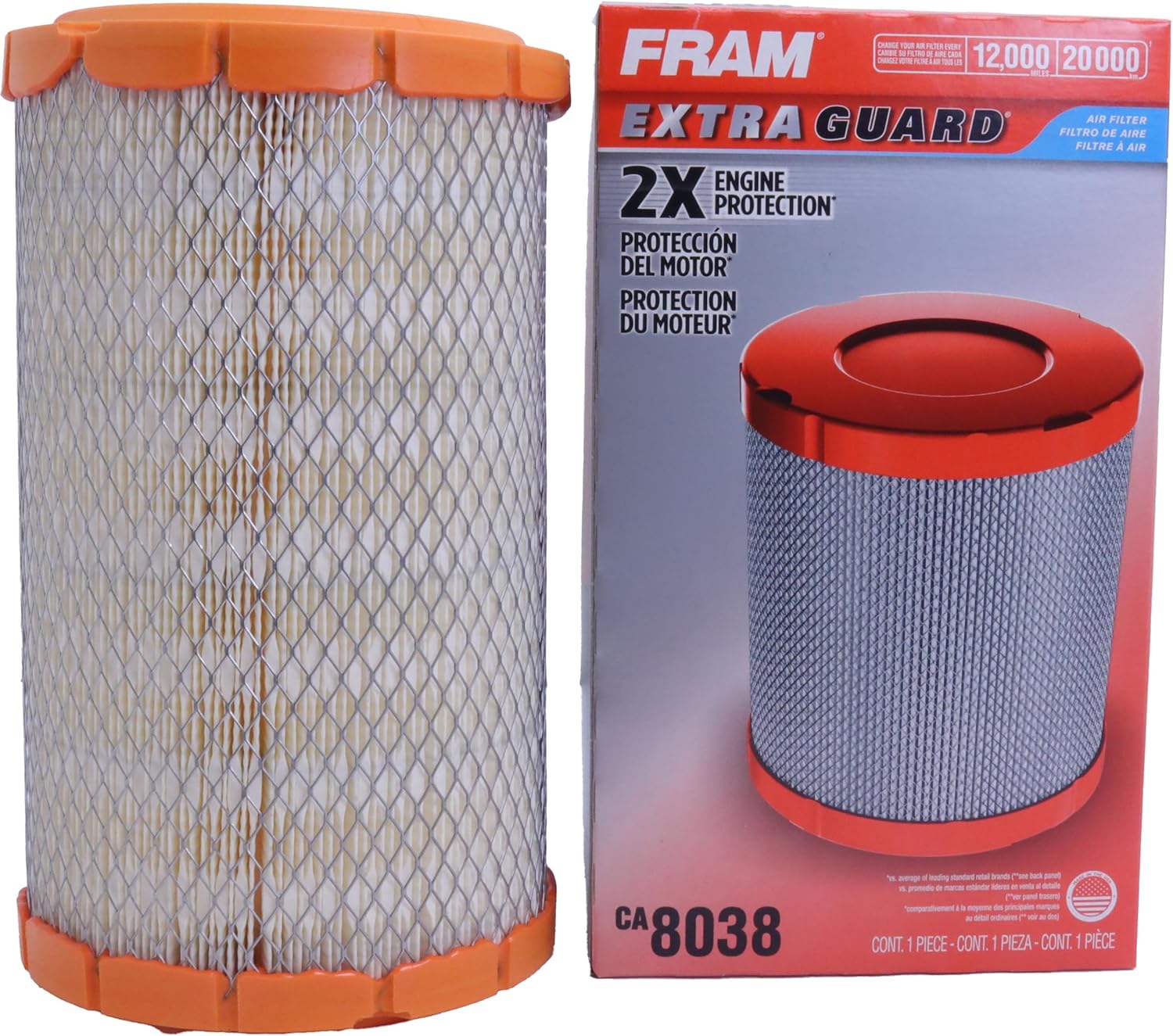 FRAM Extra Guard Engine Air Filter Replacement, Easy Install w/Advanced Engine Protection and Optimal Performance, CA8038 for Select Chevrolet and GMC Vehicles, White