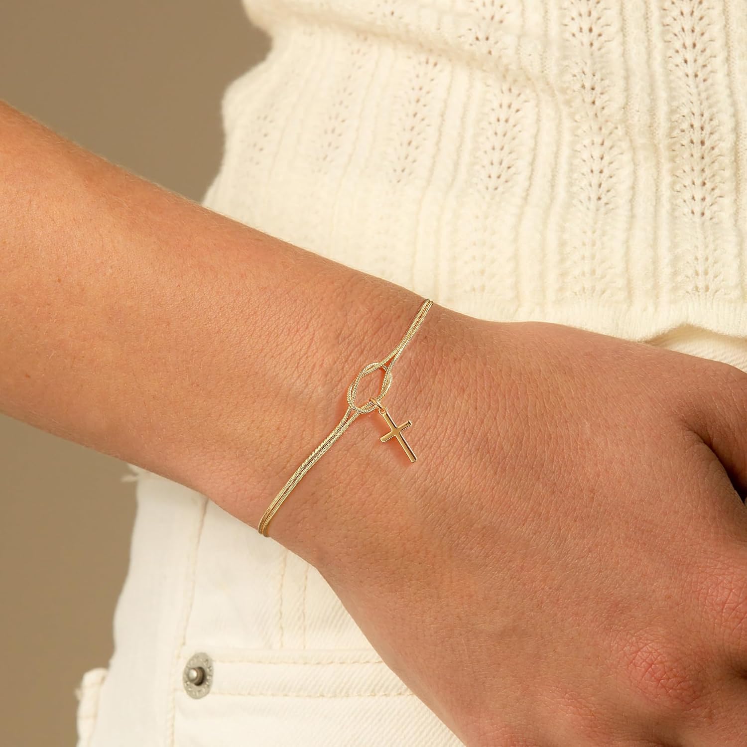 Gold Cross Charm Bracelet for Women, 18K Real Gold Plated Adjustable Chain, Waterproof & Hypoallergenic, Dainty Faith Jewelry, Minimalist Christian Gift, Tarnish Resistant - Image 4