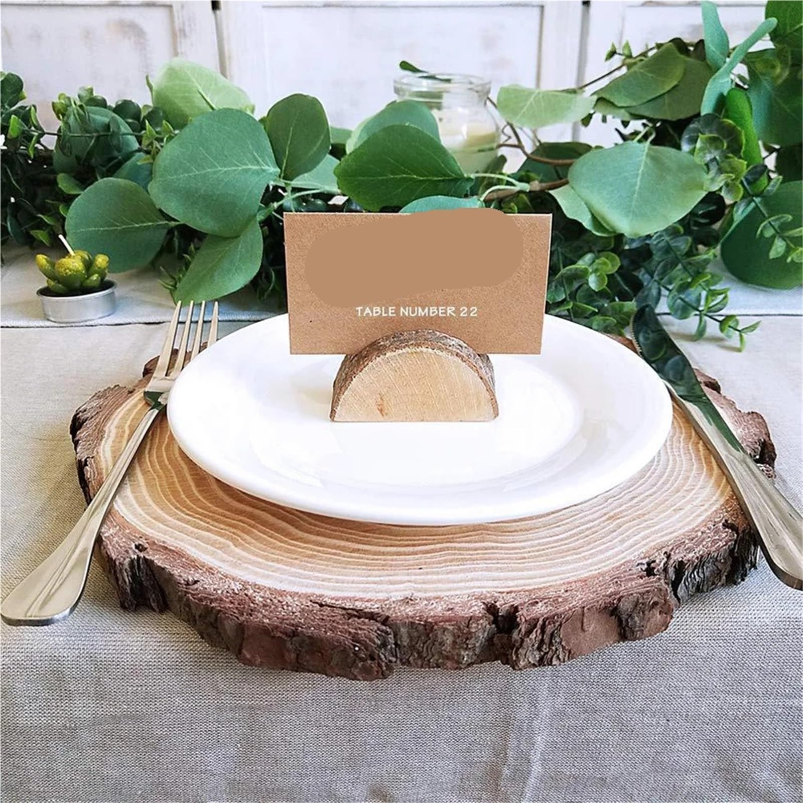 Memo-Clip-Halter, rustikaler Tischkartenhalter aus Holz, Kraftpapier, für Namen, Nummern, Fotoständer, Hochzeit, Hochzeit, Party, 50 Stück