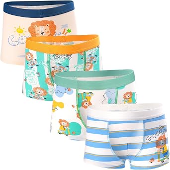 GRPSKCOS Boys Underwear, Toddler Kids Boxer Briefs 4 Pack Soft Cotton Dinosaur Boys Underwear 2-10 Years
