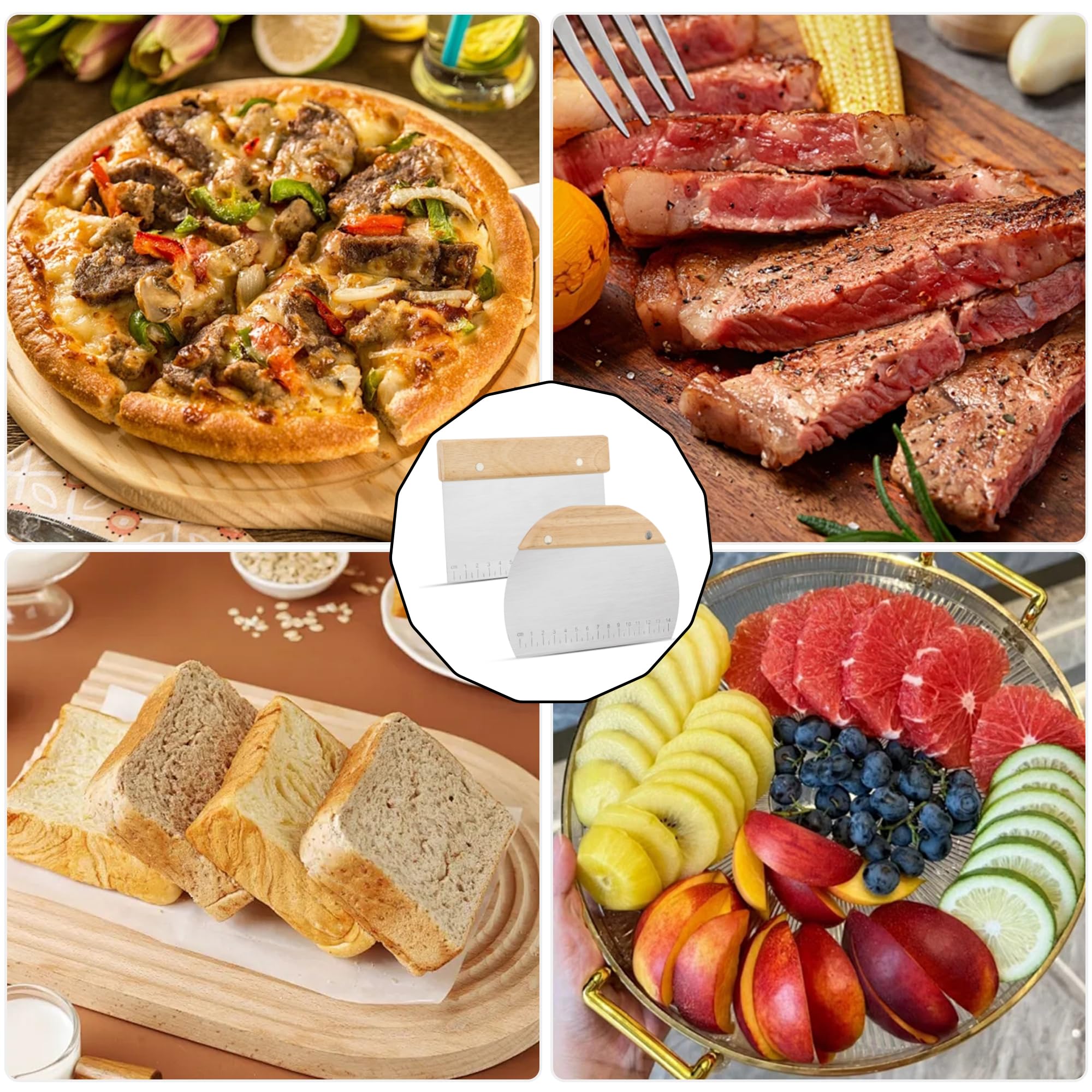 Teigschaber & Wellenmesser Set – Edelstahlklinge Mit Holzgriff, Für Teig, Gemüse & Pommes Schneiden