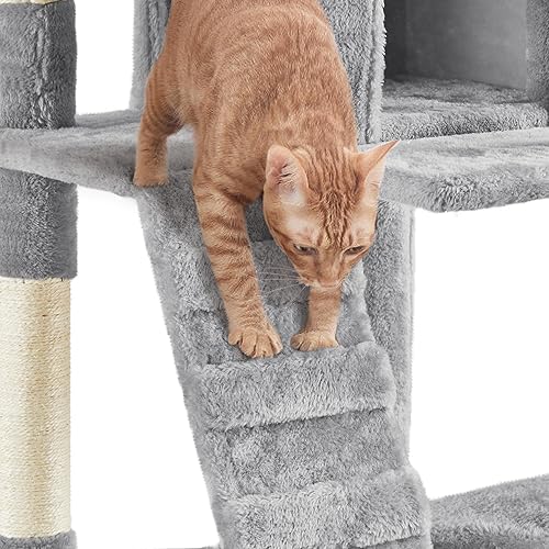 Miniatura 7 de Topeakmart Árbol de gato de 72 pulgadas para gatos de interior, torre para gatos de varios niveles con postes rascadores, 3 perchas, centro